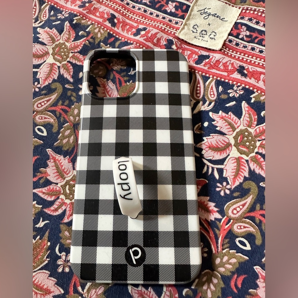 iPhone 12pro max loopy case black check